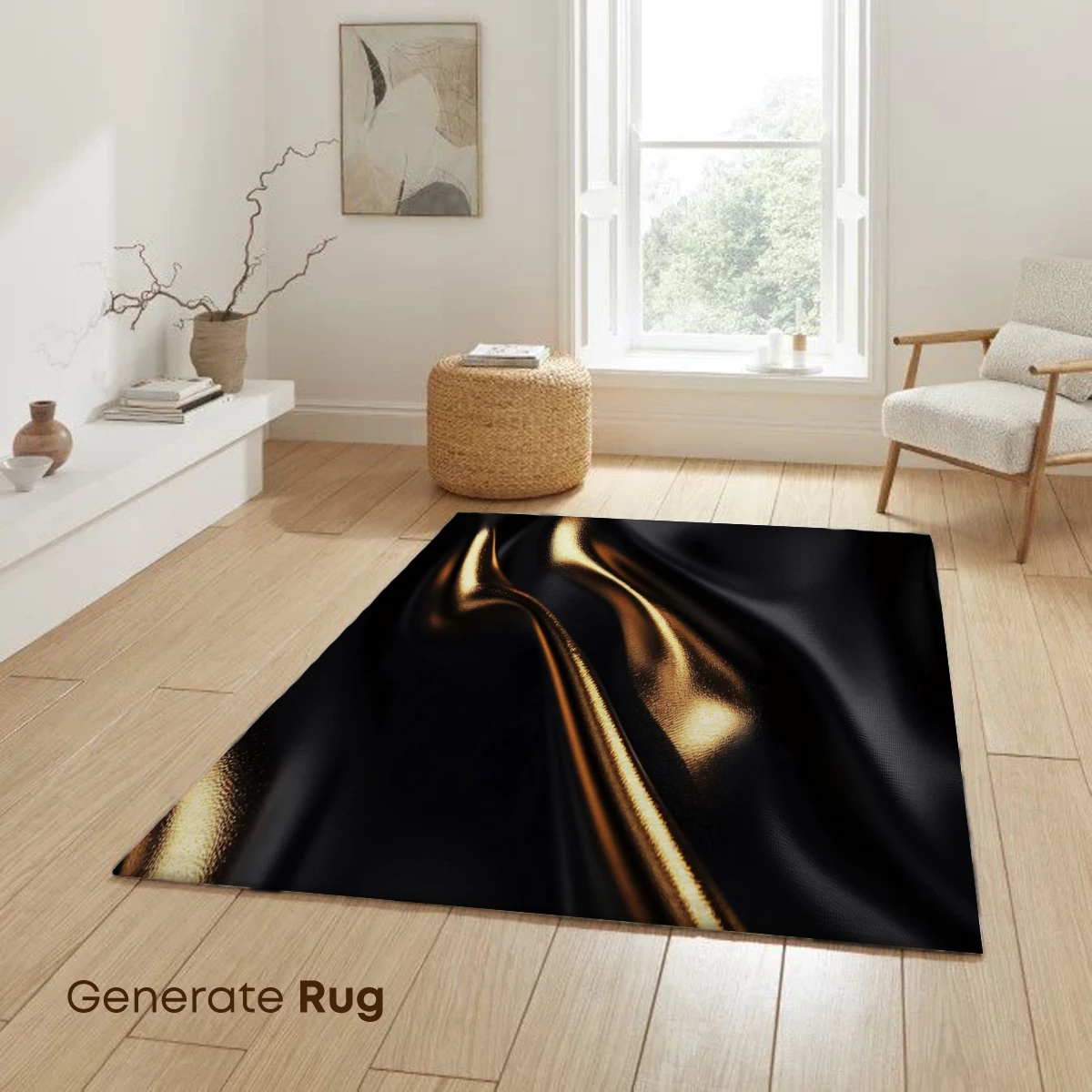 Elegant Black and Gold Silk Drapery - Image 6