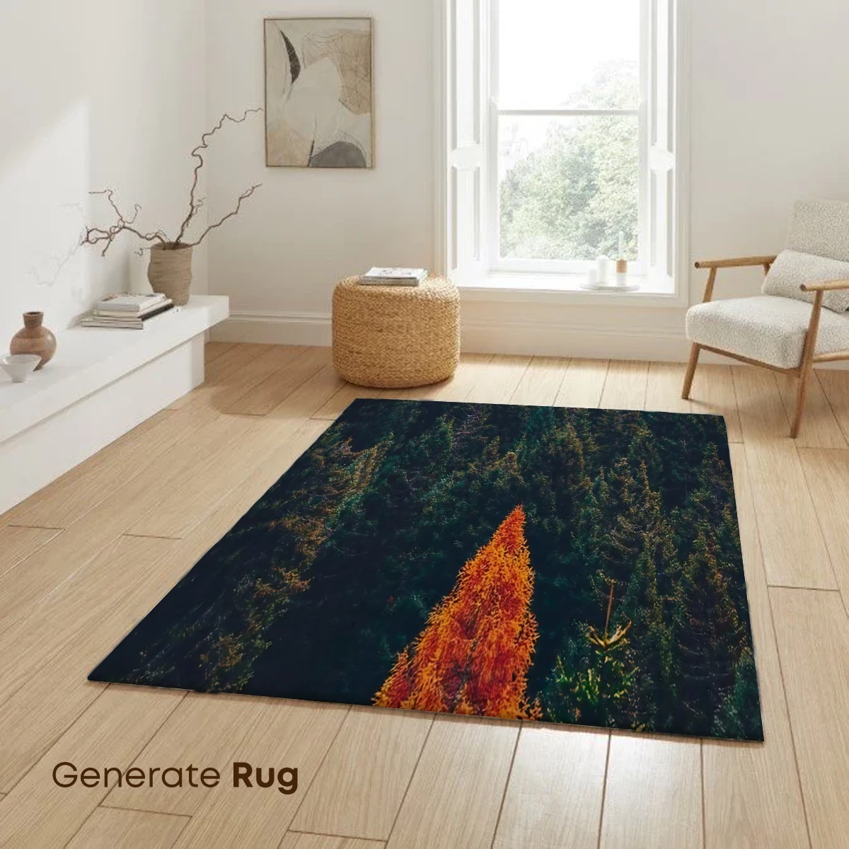 Autumn Blaze: Solitary Tree Amidst Evergreens - Image 6