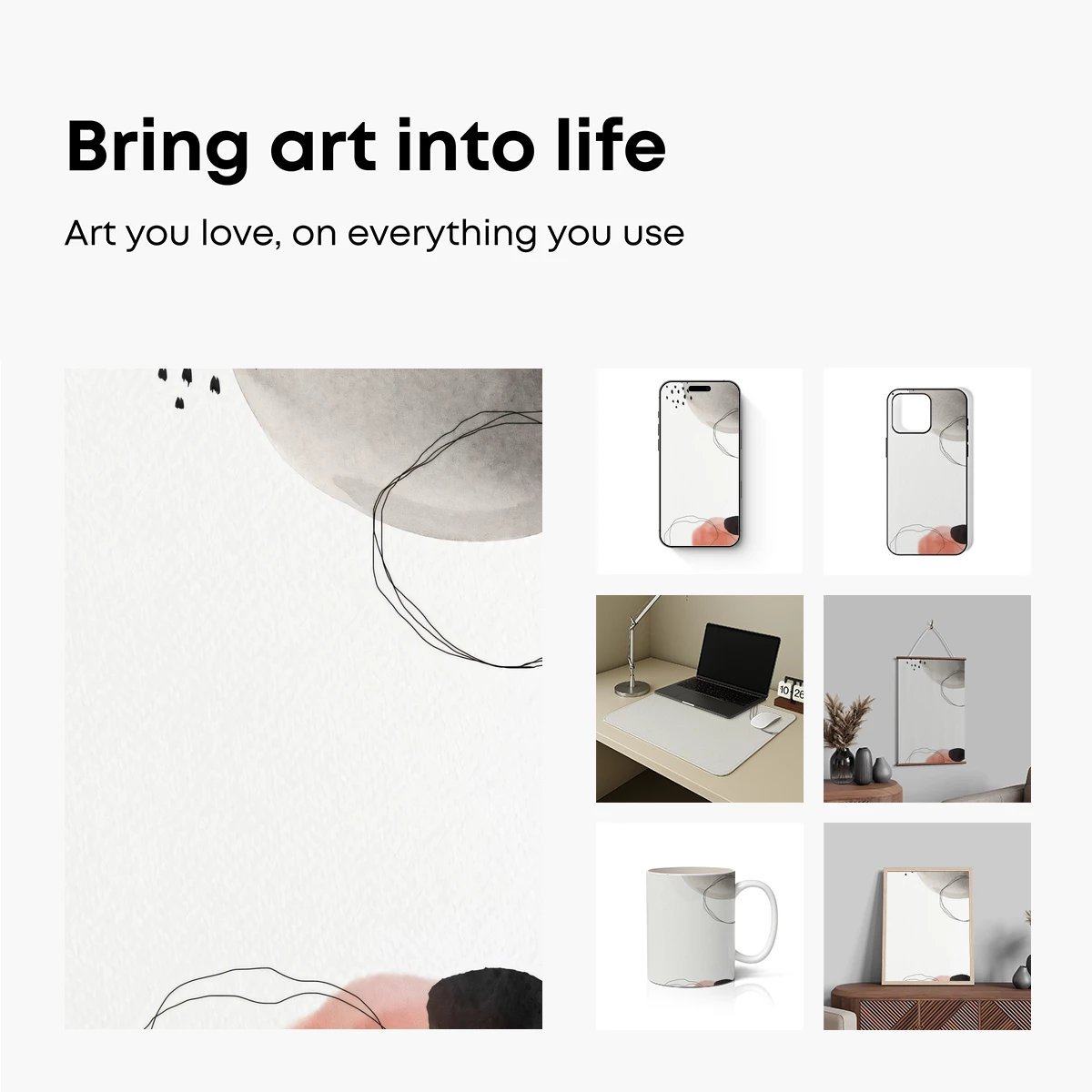 Abstract Elegance: Ink and Watercolor Harmony - Image 2