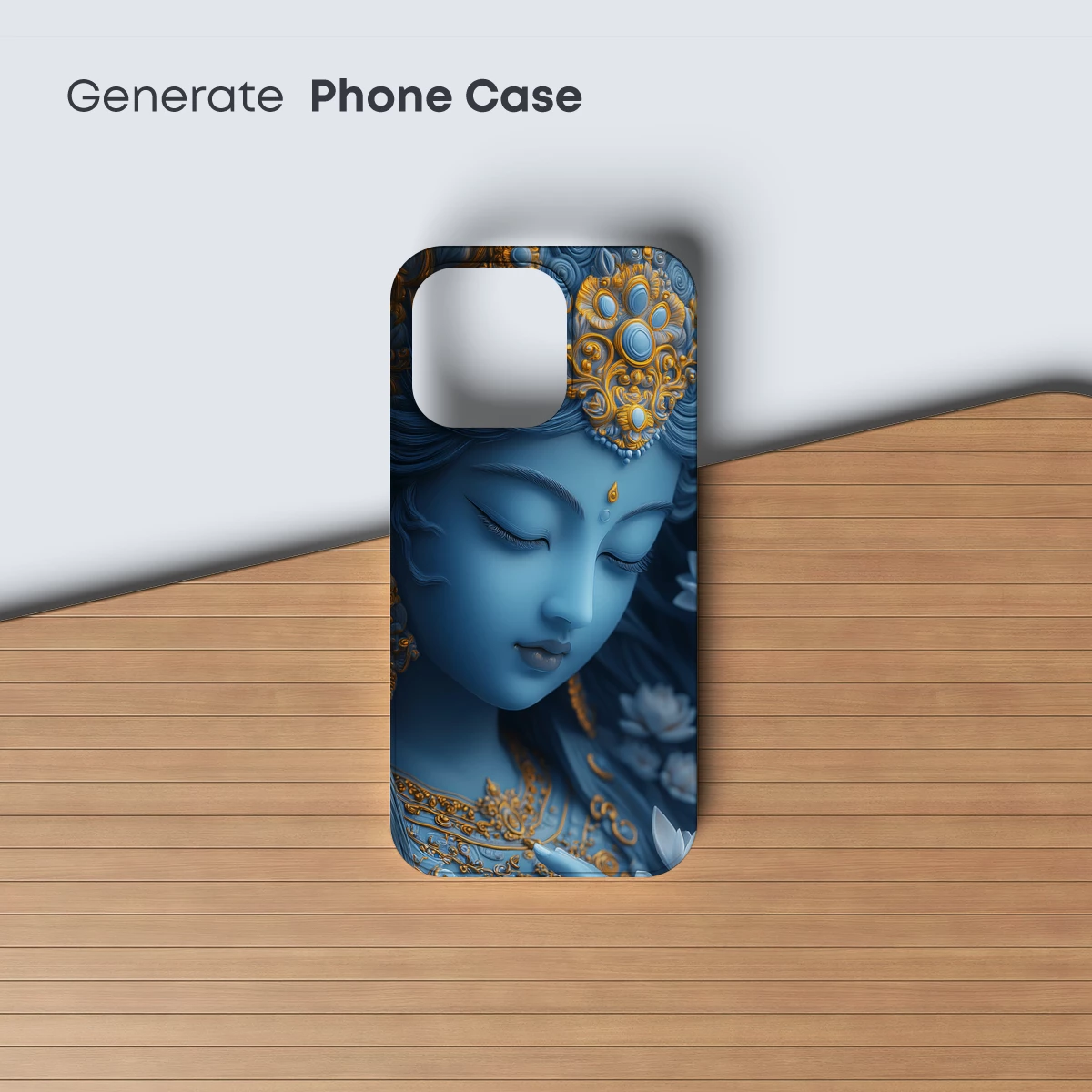 Ethereal Blue Goddess: Divine Serenity in Gold Accents - Image 3