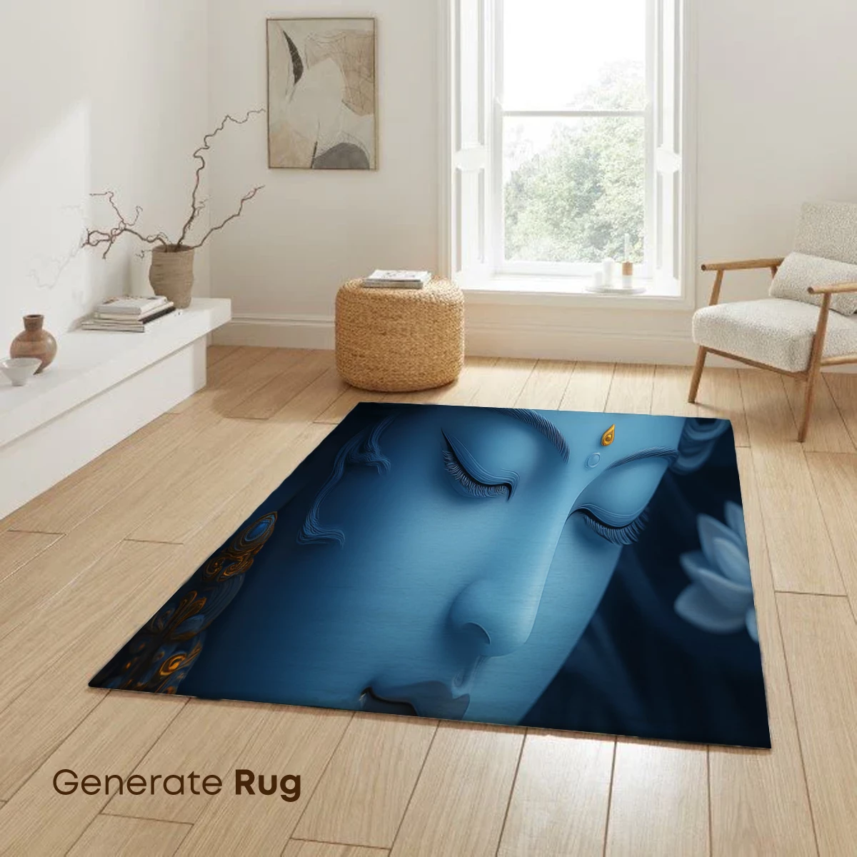 Ethereal Blue Goddess: Divine Serenity in Gold Accents - Image 6