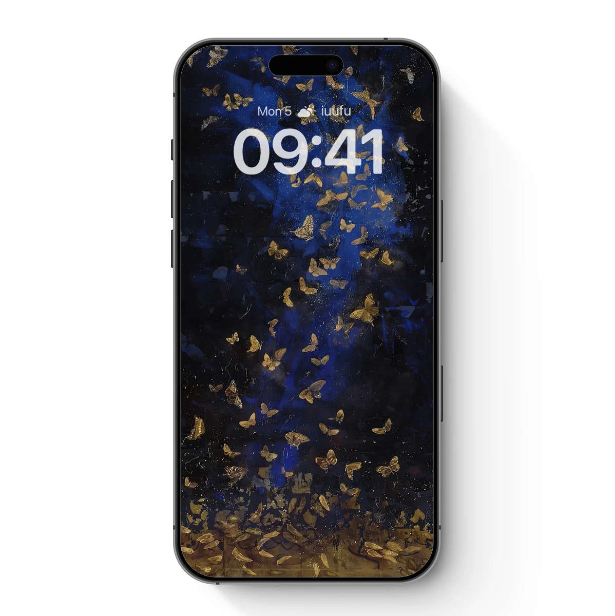 Golden Butterflies in Midnight Blue