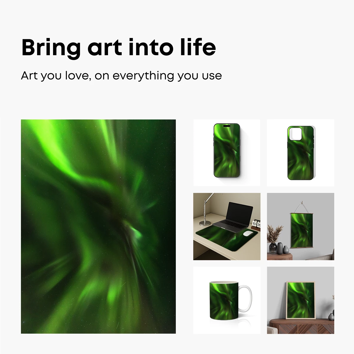 Aurora Vortex: Green Swirls in Cosmic Night - Image 2