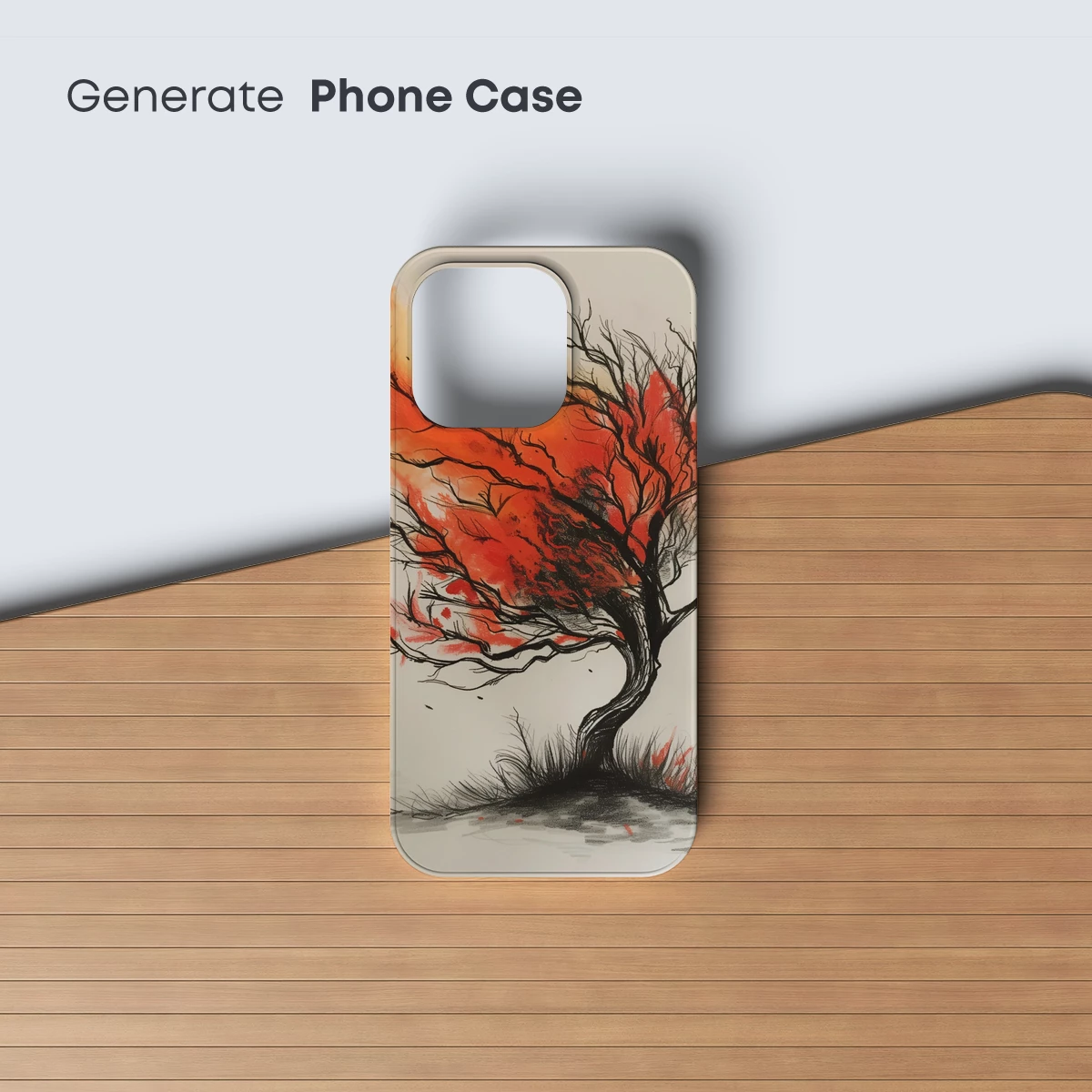 Fiery Wind-Whipped Tree: Abstract Nature Art - Image 3