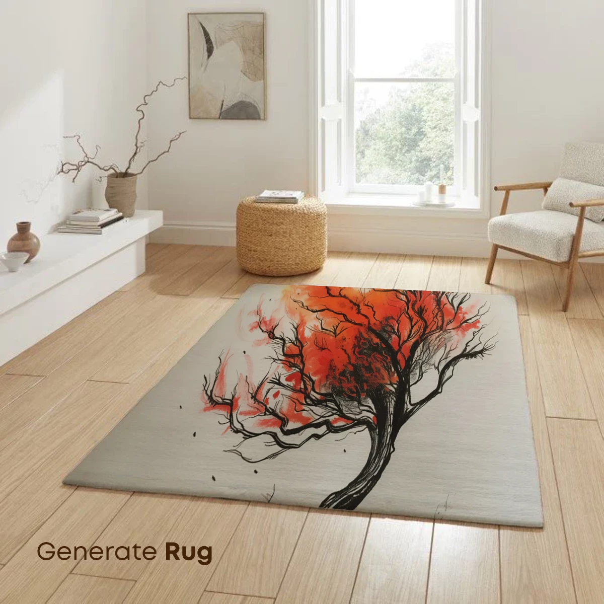 Fiery Wind-Whipped Tree: Abstract Nature Art - Image 6