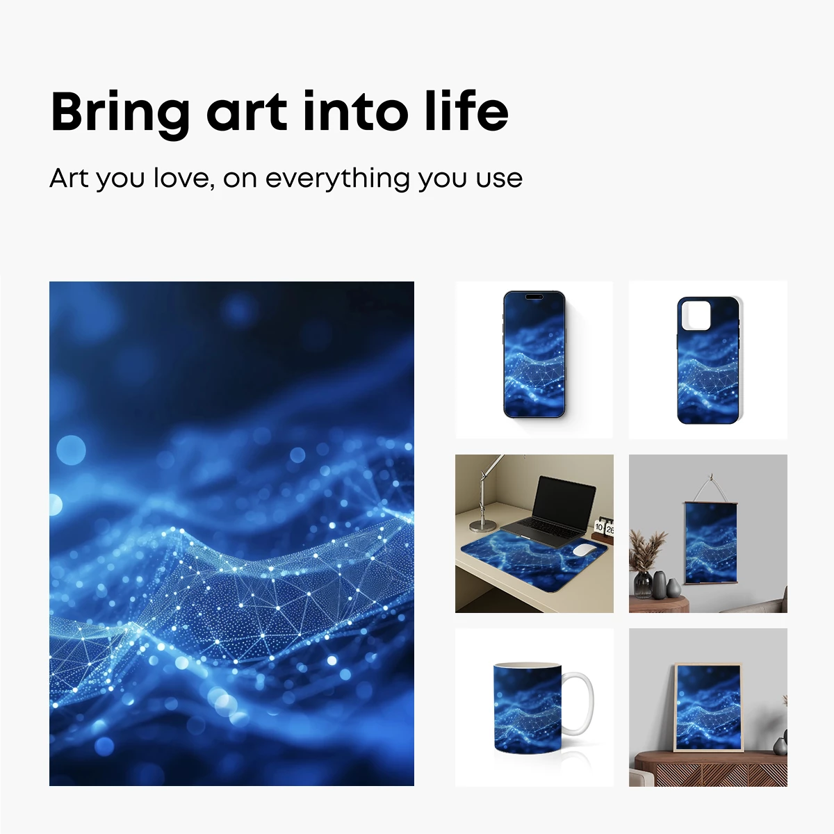 Blue Polygonal Waves: Digital Abstract Artistry - Image 2