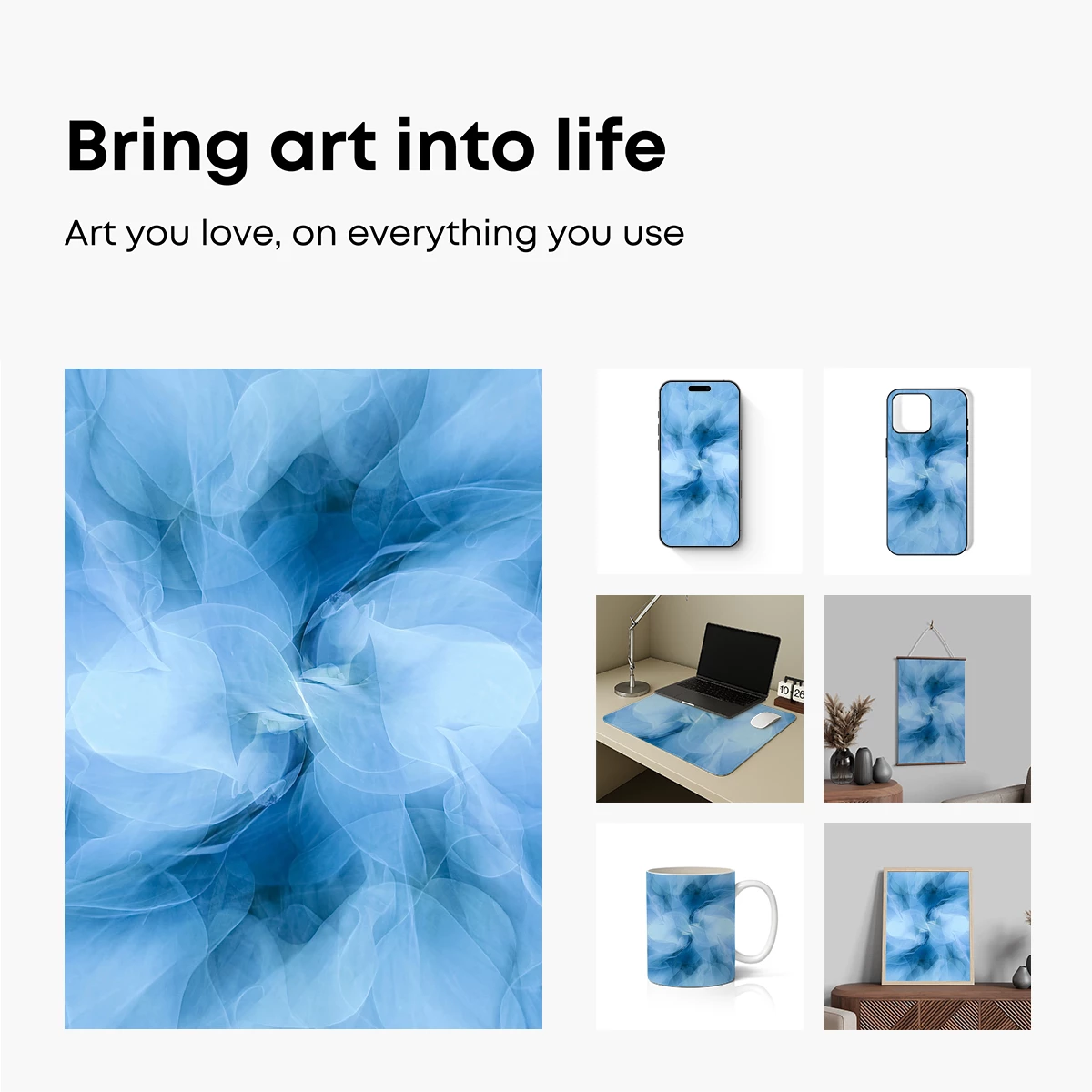 Ethereal Blue Whispers: Abstract Fluidity - Image 2