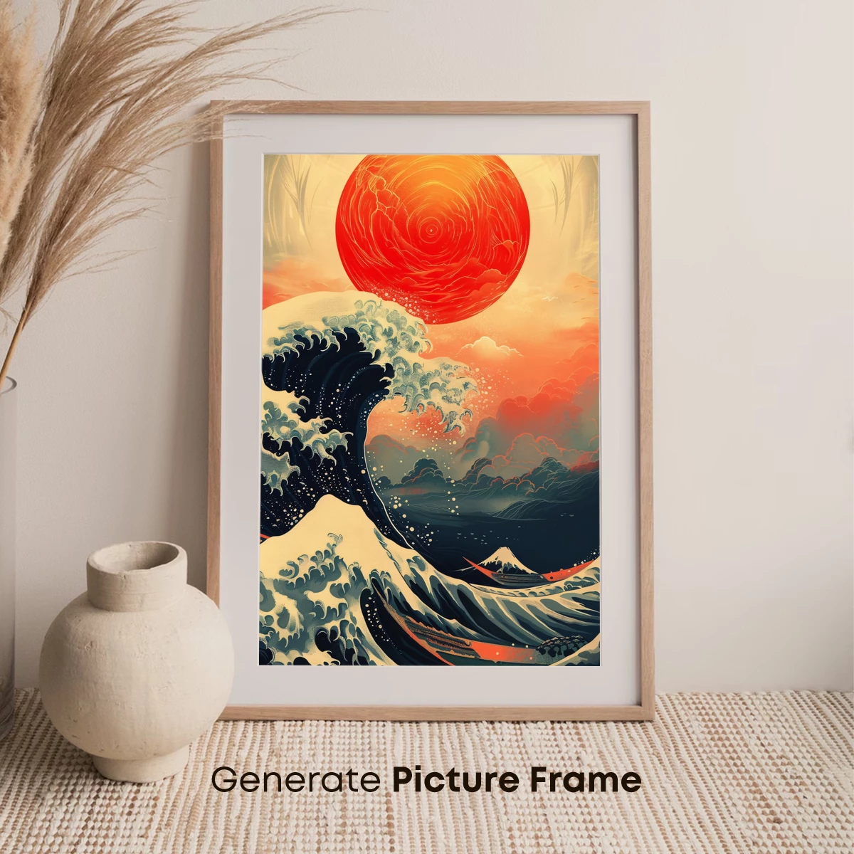 Hokusai's Wave at Sunset: Modern Elegance - Image 7