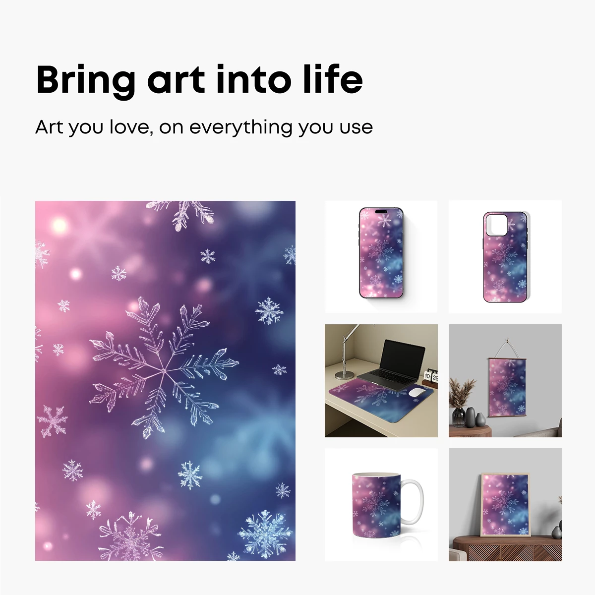 Frosty Symphony: Snowflakes in Pastel Harmony - Image 2