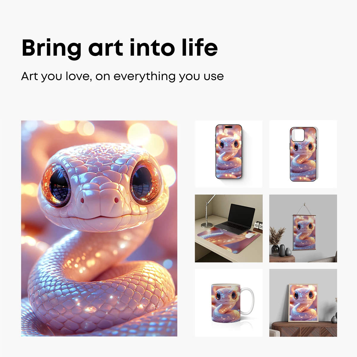 Enchanted Serpent: Glowing Eyes in a Dreamy Bokeh - Image 2