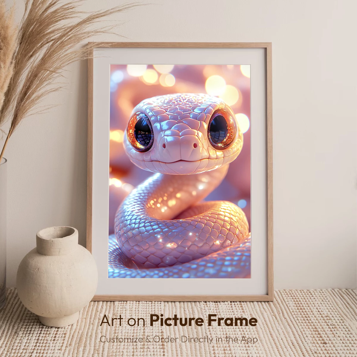 Enchanted Serpent: Glowing Eyes in a Dreamy Bokeh - Image 7