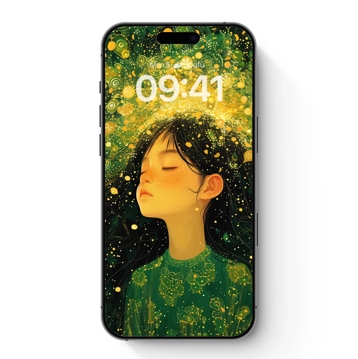 Enchanted Forest Aura: Dreamy Girl in Luminous Green Enchanted Forest Aura: Dreamy Girl in Luminous Green