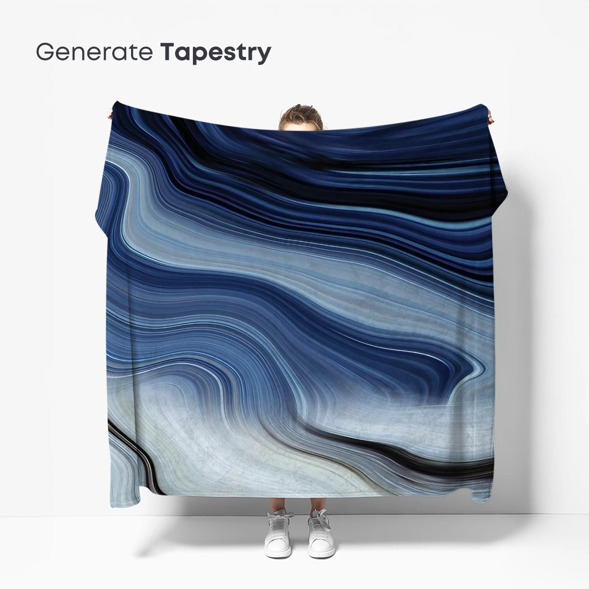 Fluid Marble Odyssey: Abstract Waves in Blue and White - Image 5