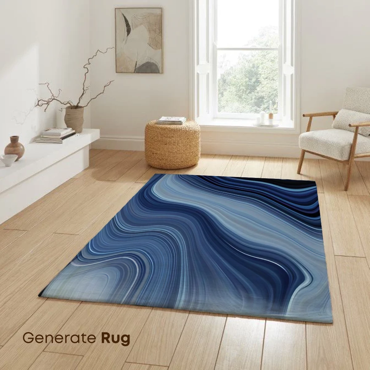 Fluid Marble Odyssey: Abstract Waves in Blue and White - Image 6