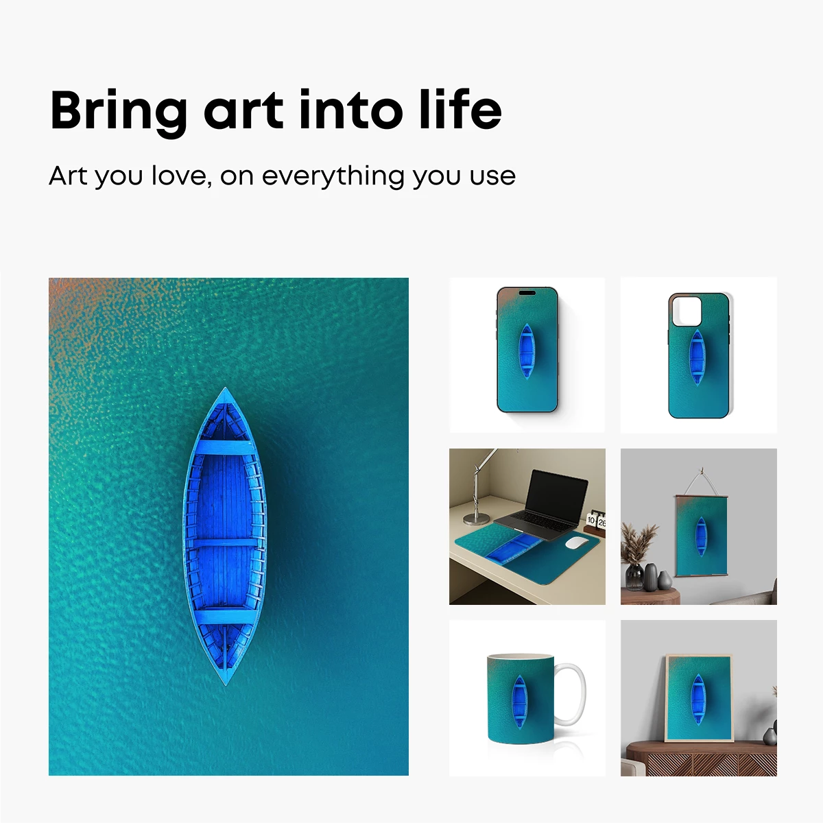 Blue Solitude: Serene Boat on Turquoise Waters - Image 2