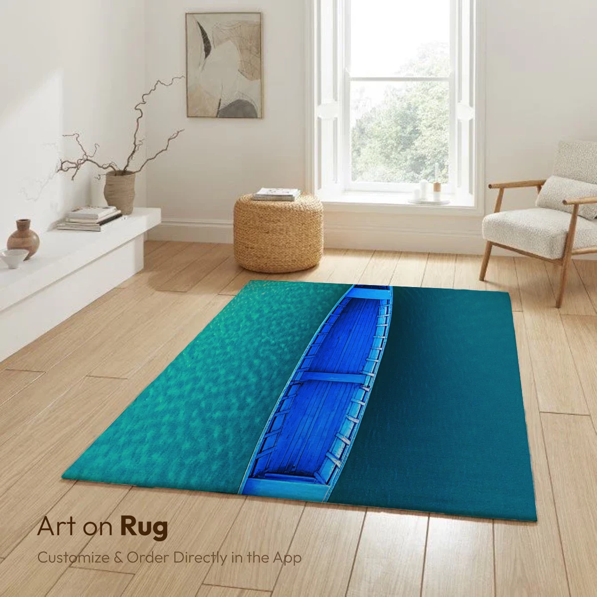 Blue Solitude: Serene Boat on Turquoise Waters - Image 6