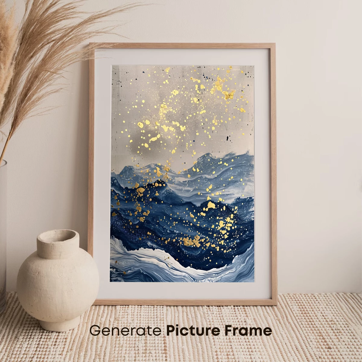 Golden Rain Over Abstract Waves - Image 7