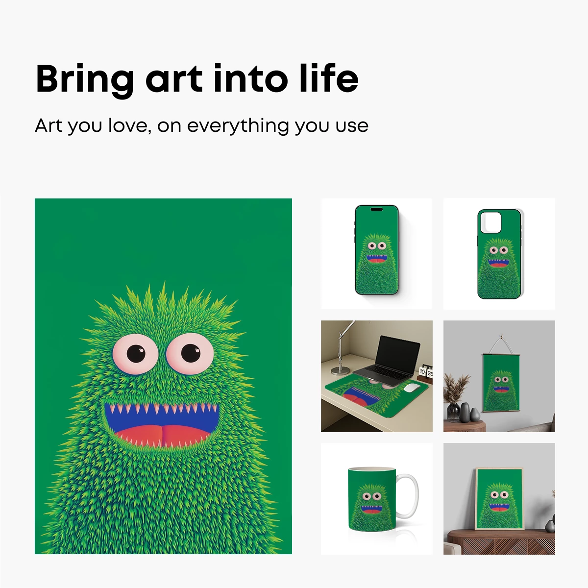 Fuzzy Green Monster with Playful Grin - Image 2