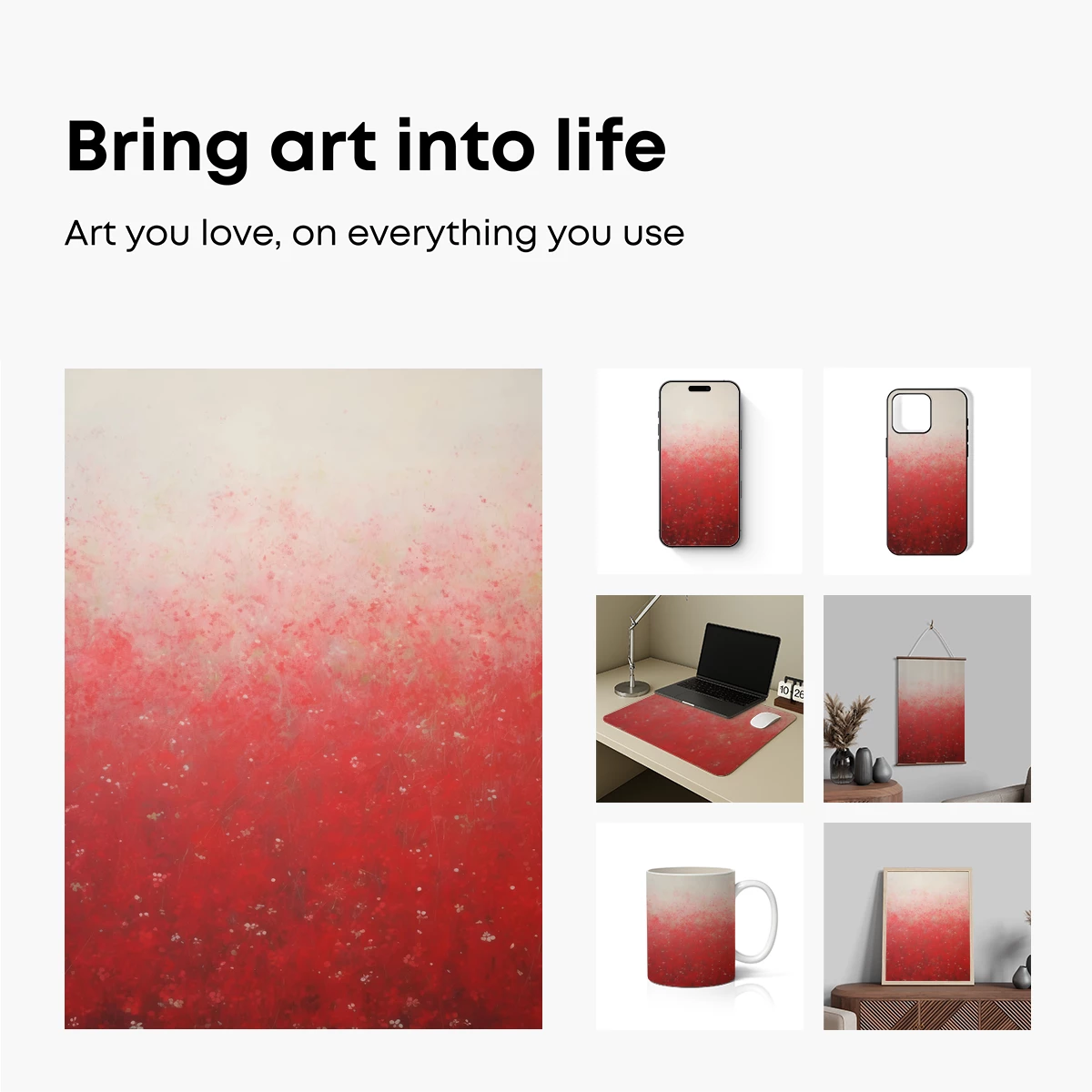 Crimson Whisper: A Field of Ethereal Red Blooms - Image 2