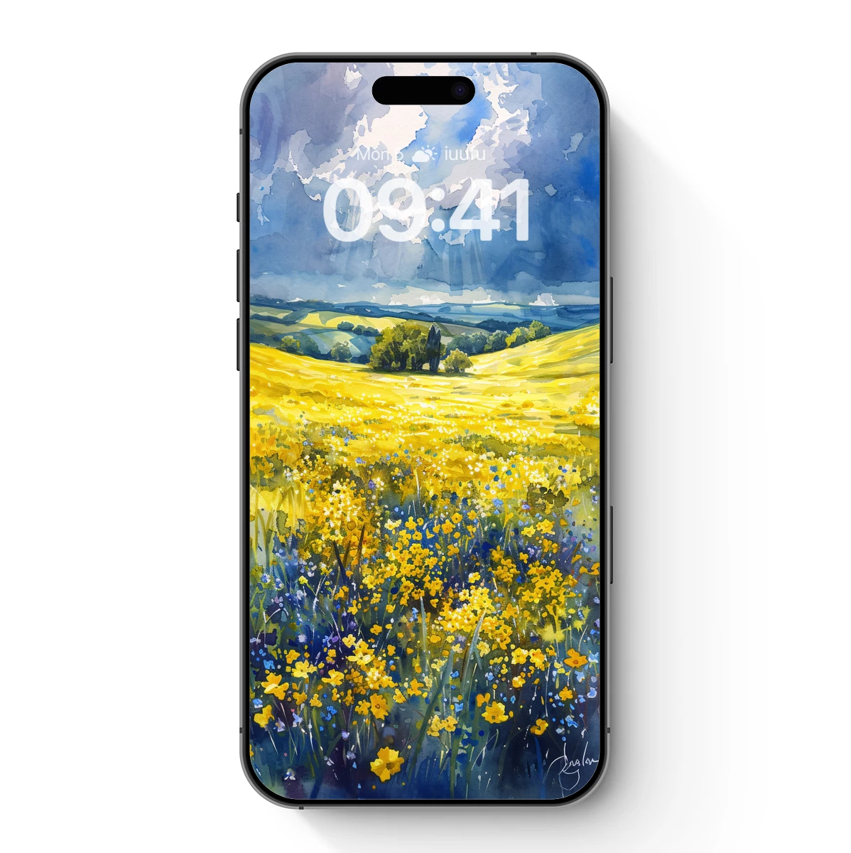 Golden Fields Under Stormy Skies: Watercolor Majesty