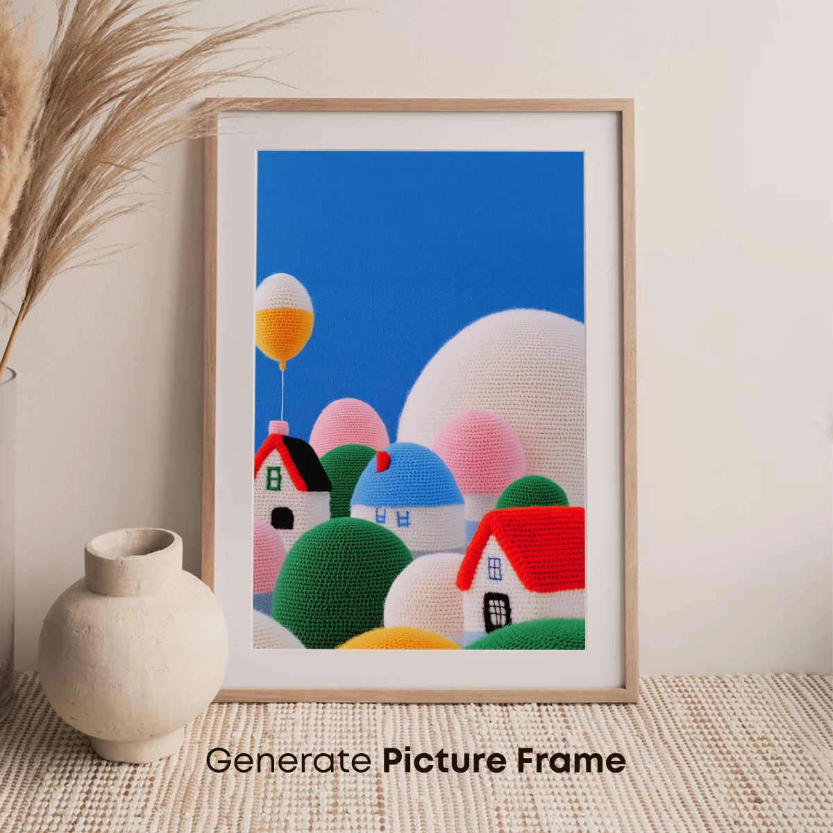 Crocheted Village Under a Blue Sky - Image 7