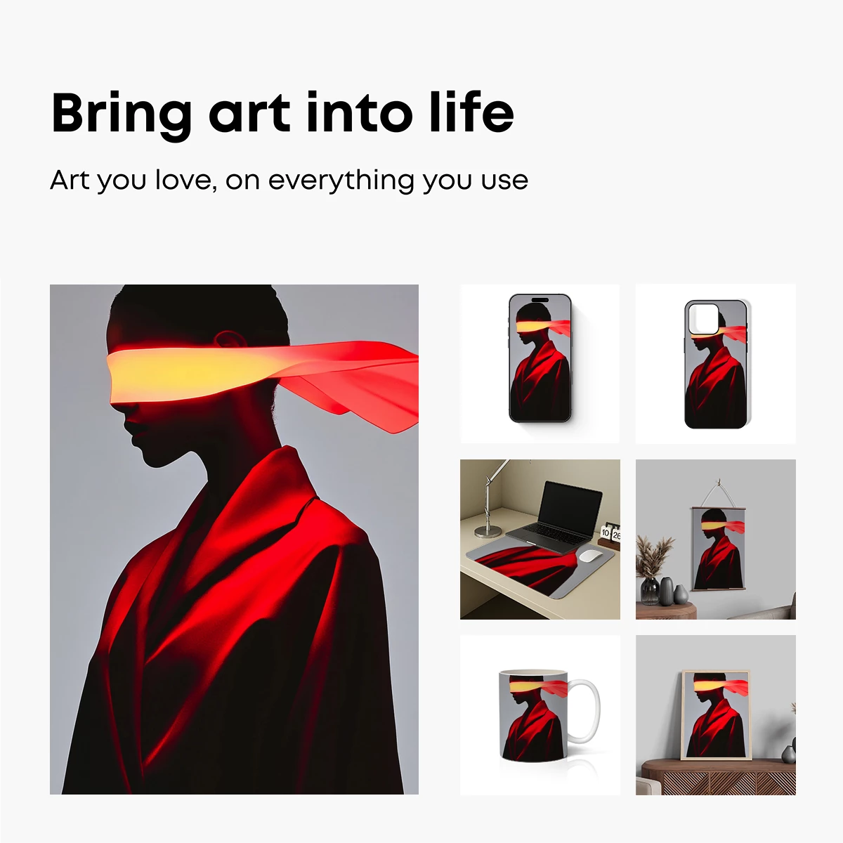 Ethereal Blindfold: Red Silk and Shadow Play