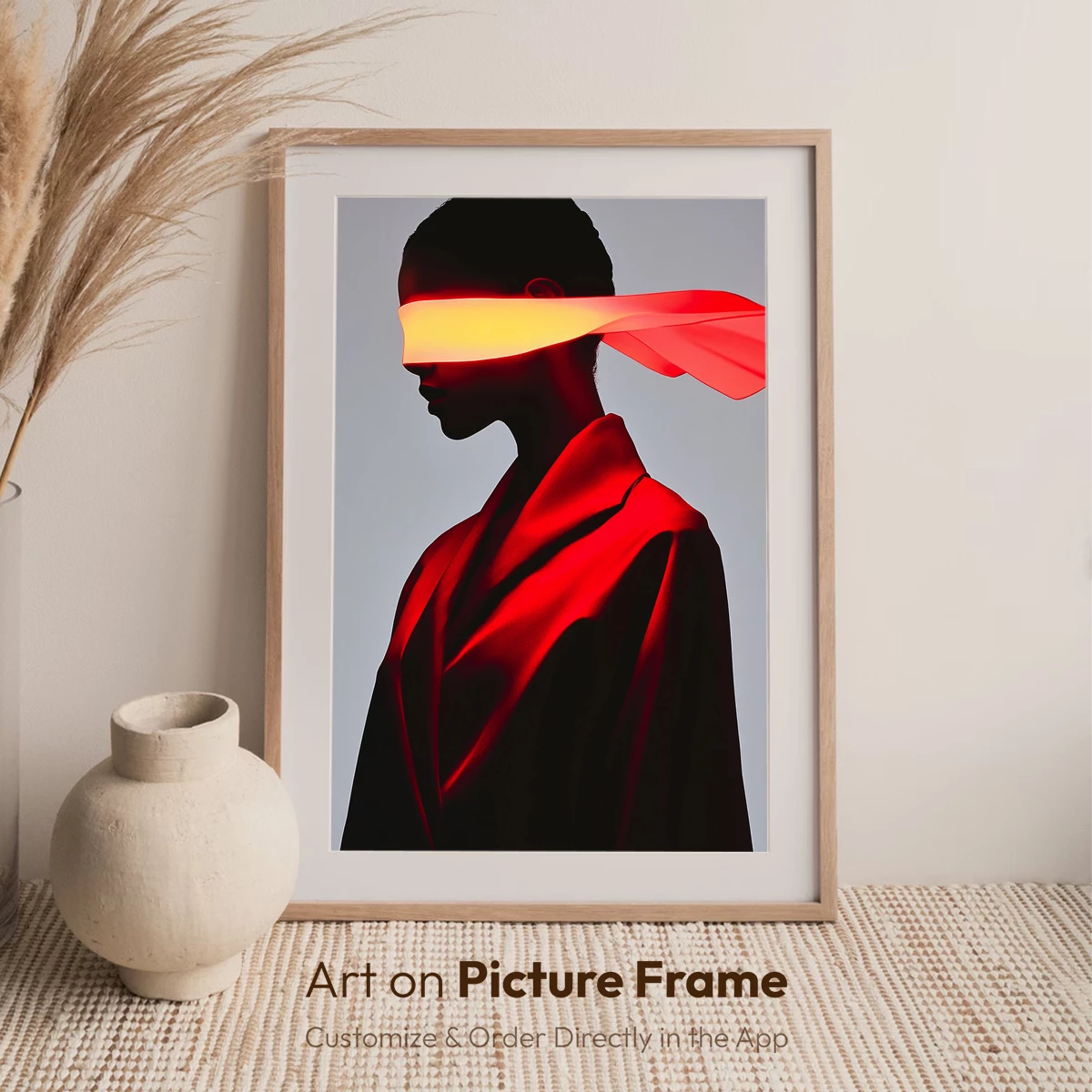 Ethereal Blindfold: Red Silk and Shadow Play - Image 6