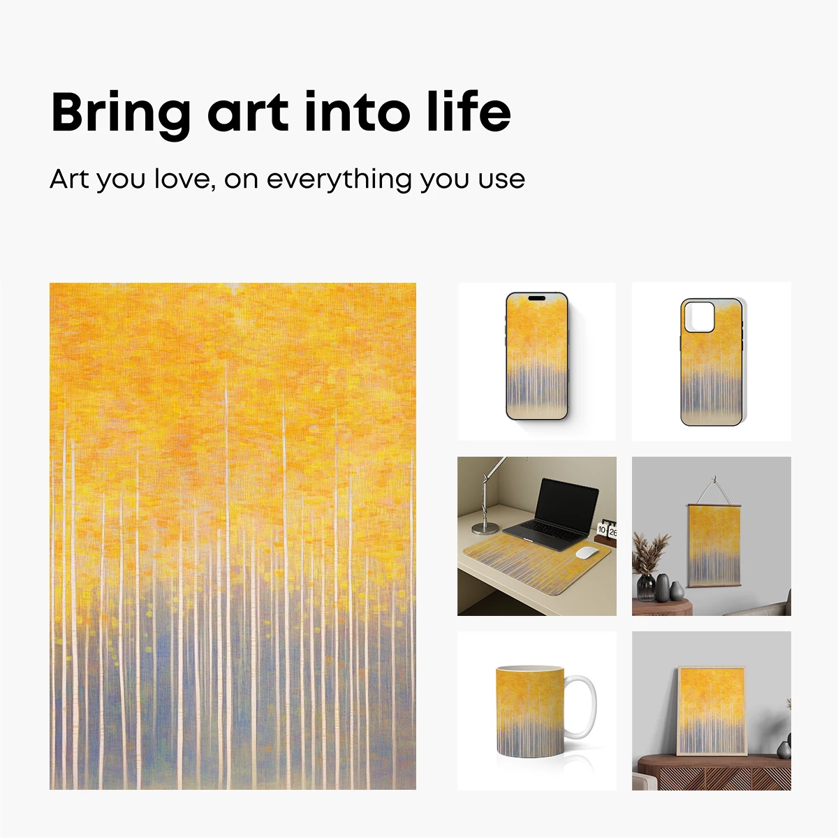 Golden Birch Forest: Ethereal Autumn Hues - Image 2