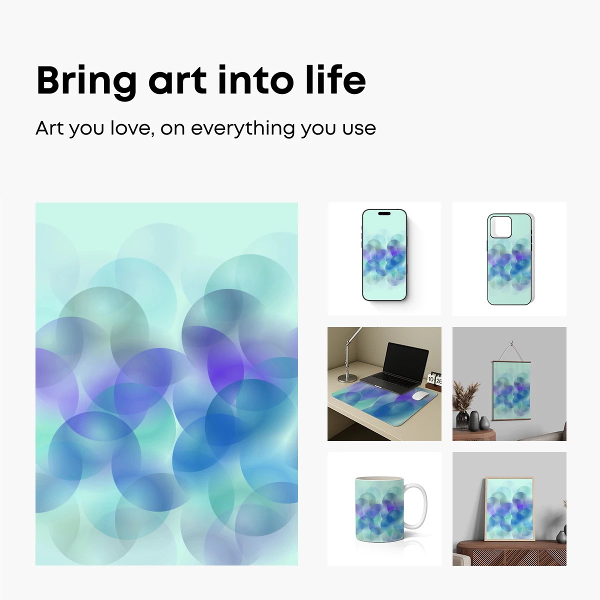 Ethereal Blue Bubbles: A Digital Abstract Symphony - Image 2