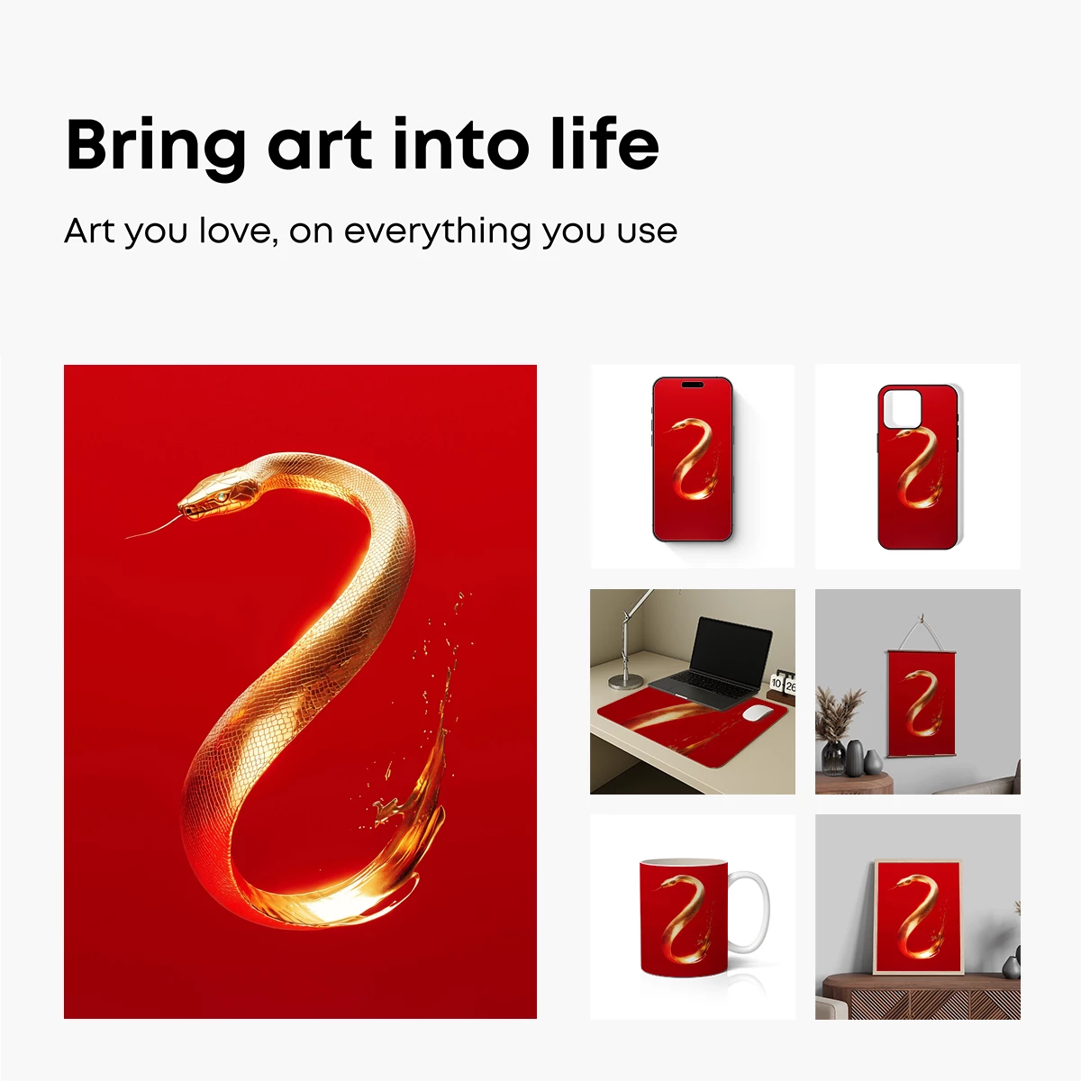 Golden Serpent in Scarlet: Mythic Elegance Uncoiled - Image 2