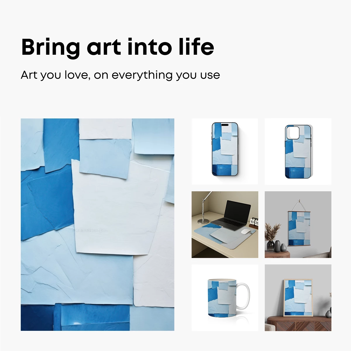 Blue Torn Paper Collage: Textural Harmony - Image 2