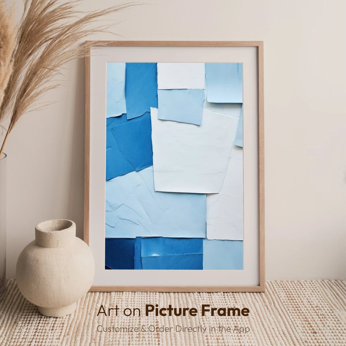 Blue Torn Paper Collage: Textural Harmony - Image 7