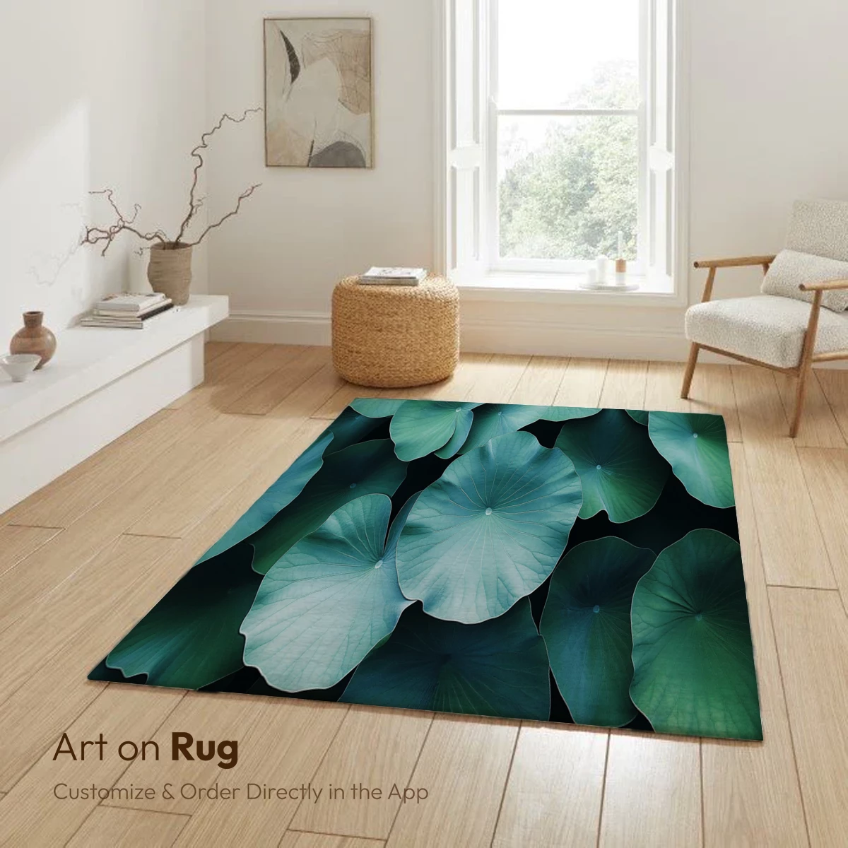 Ethereal Lotus Leaves: A Symphony in Teal - Image 6