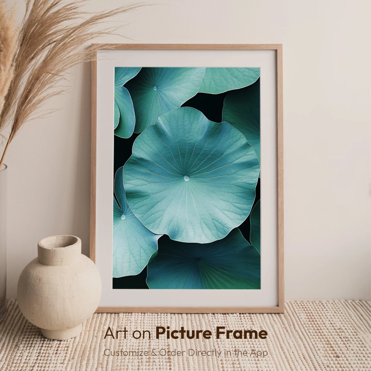 Ethereal Lotus Leaves: A Symphony in Teal - Image 7