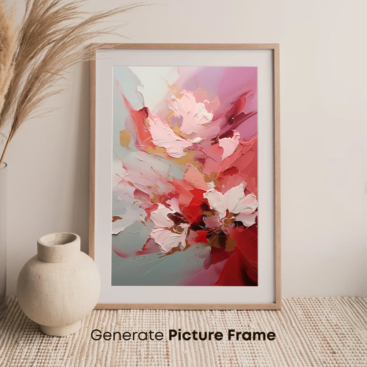 Abstract Floral Symphony in Pink and Gold - Image 7