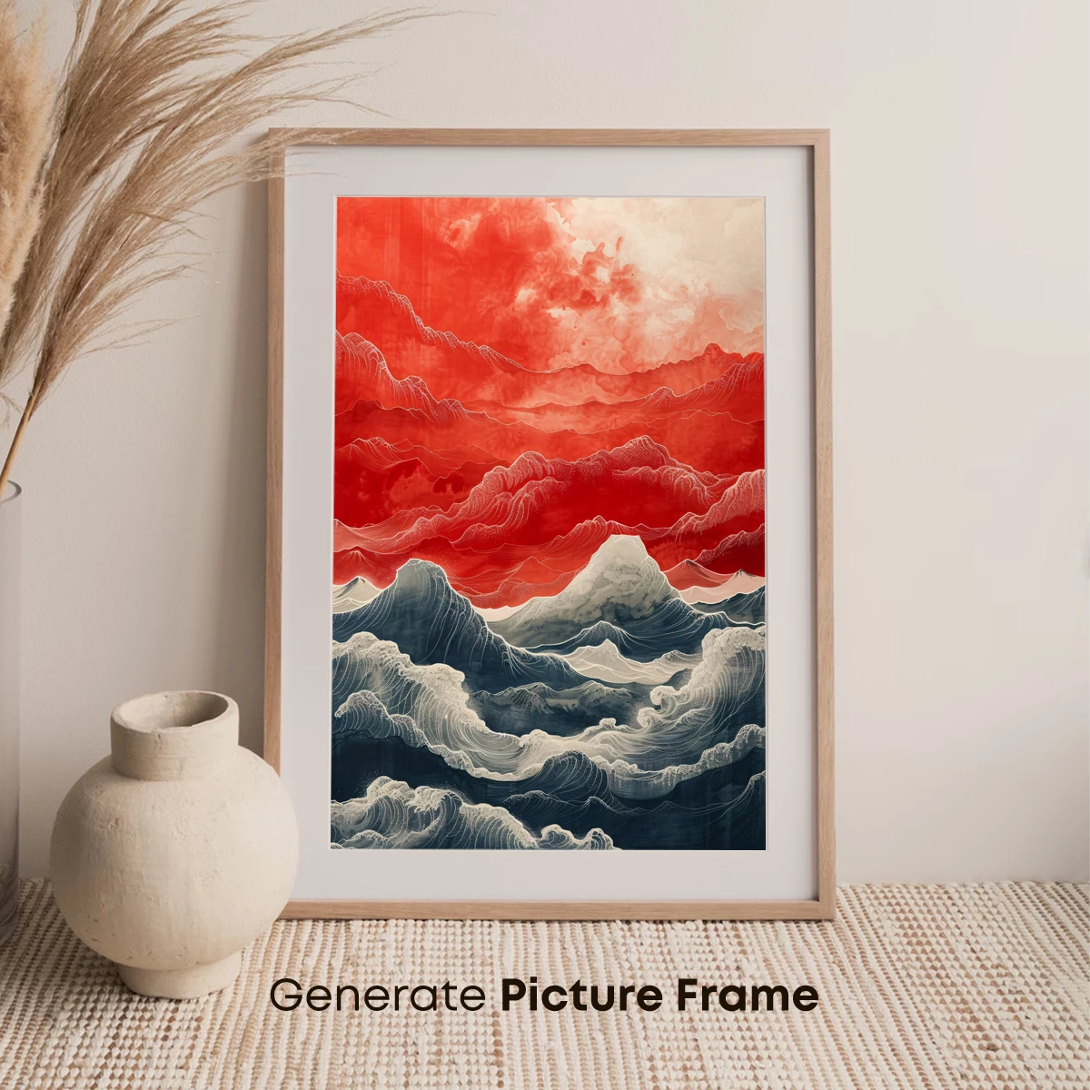 Crimson Waves: Hokusai's Modern Odyssey - Image 7