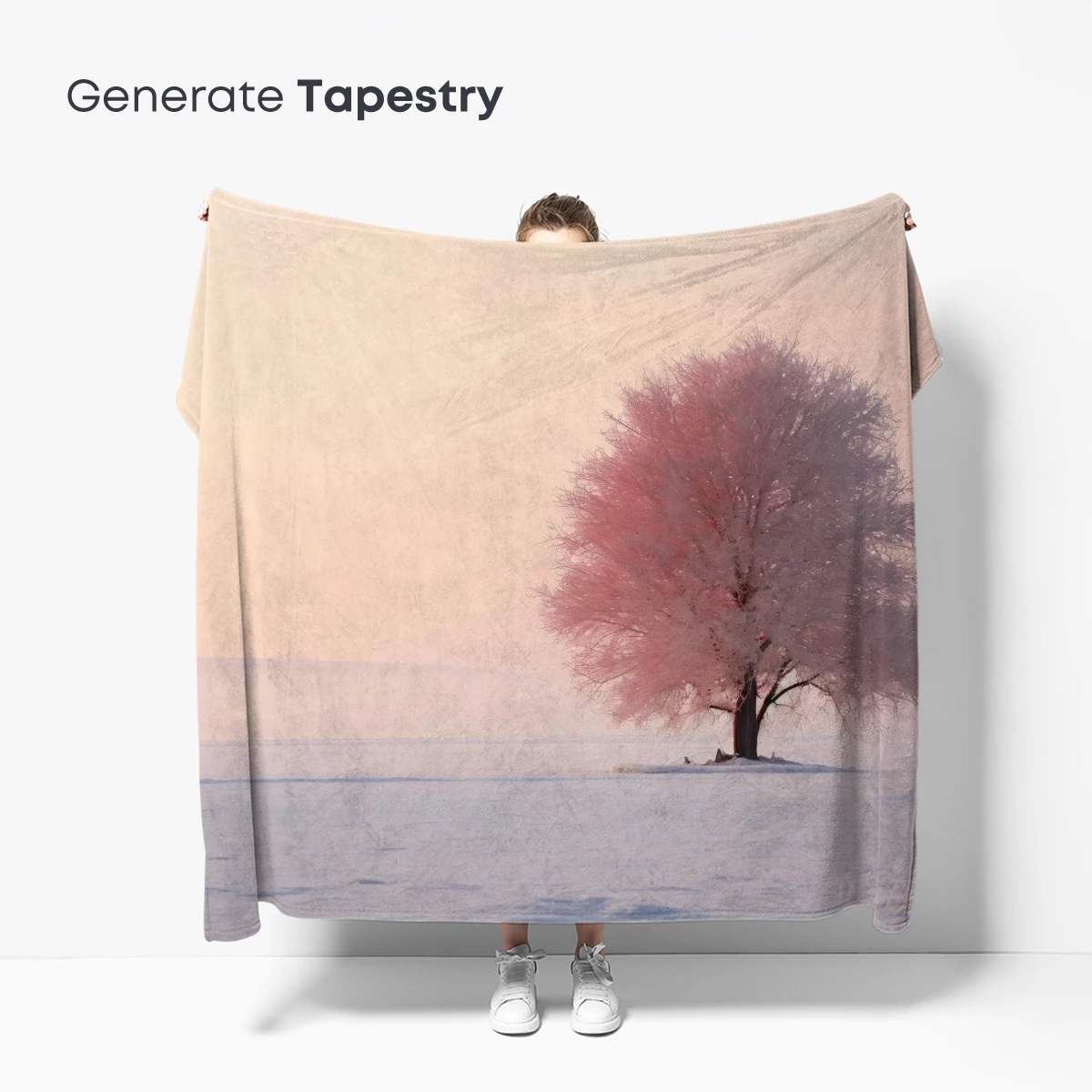 Frost-Kissed Solitude: A Winter Tree in Pink Haze - Image 5