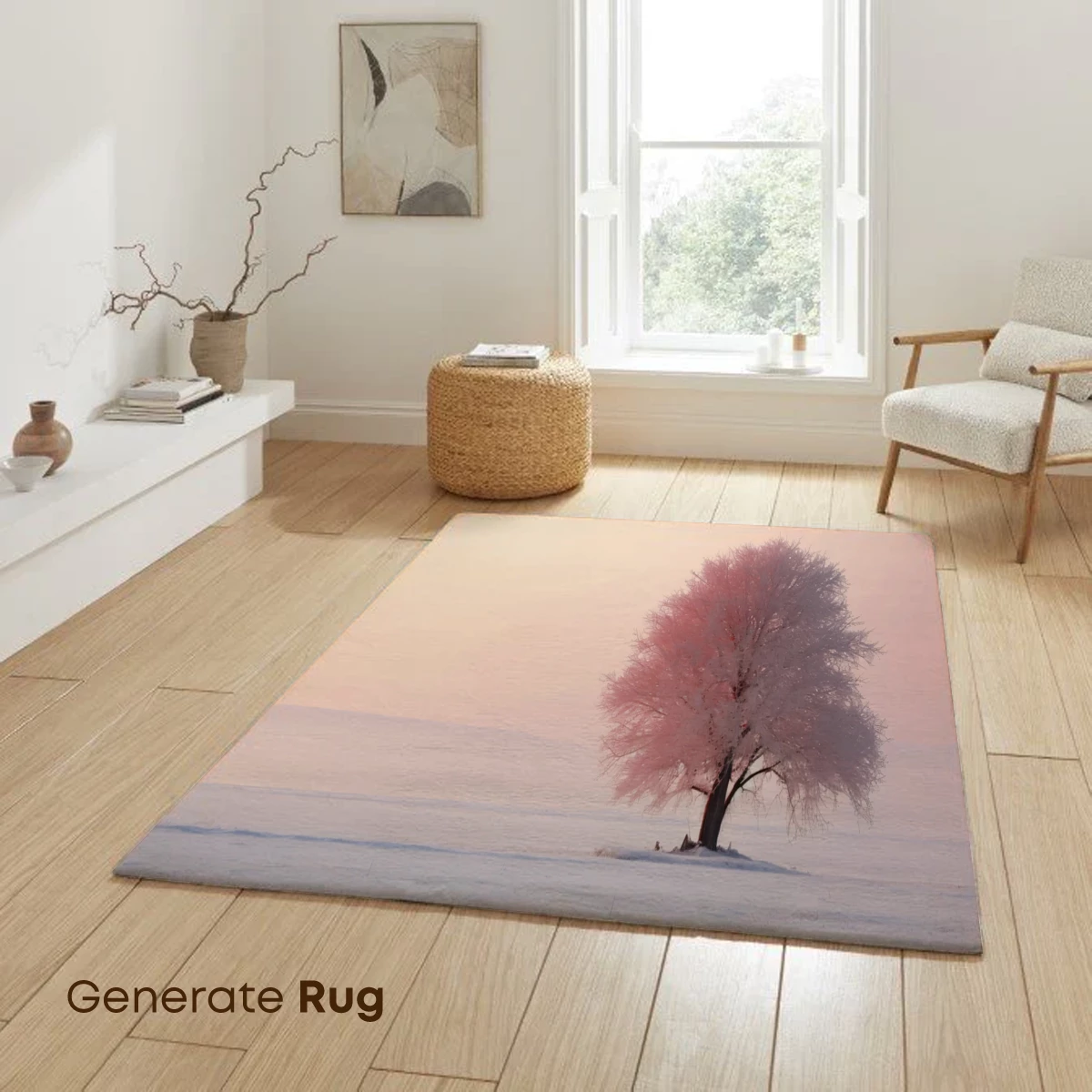 Frost-Kissed Solitude: A Winter Tree in Pink Haze - Image 6