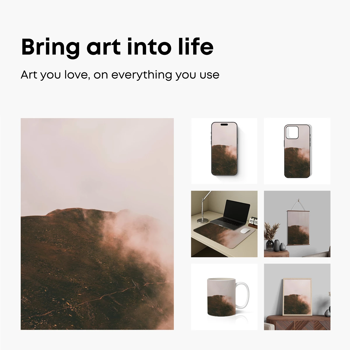 Misty Mountain Veil: Ephemeral Clouds and Earthy Peaks