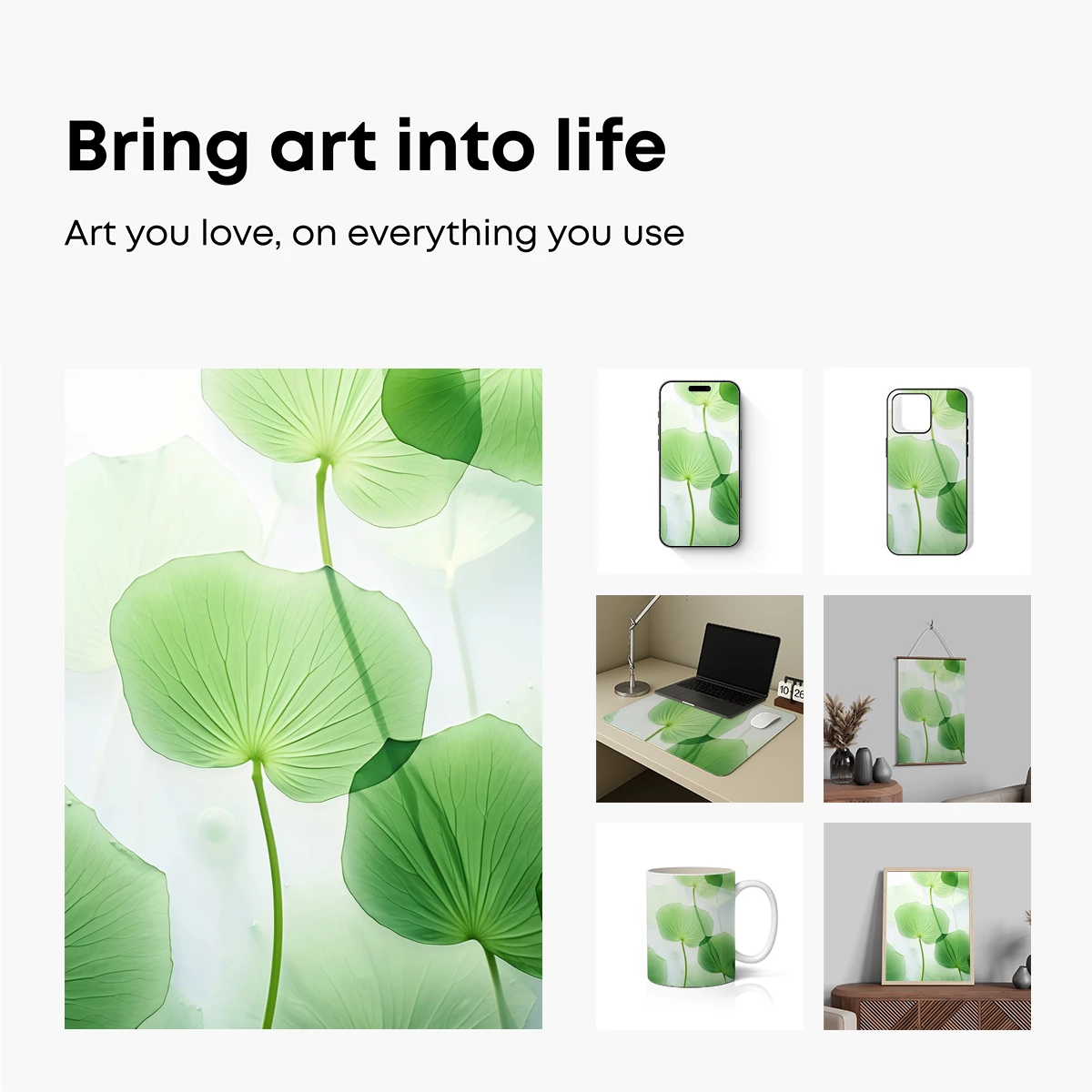 Ethereal Lotus Leaves: A Symphony in Green - Image 2