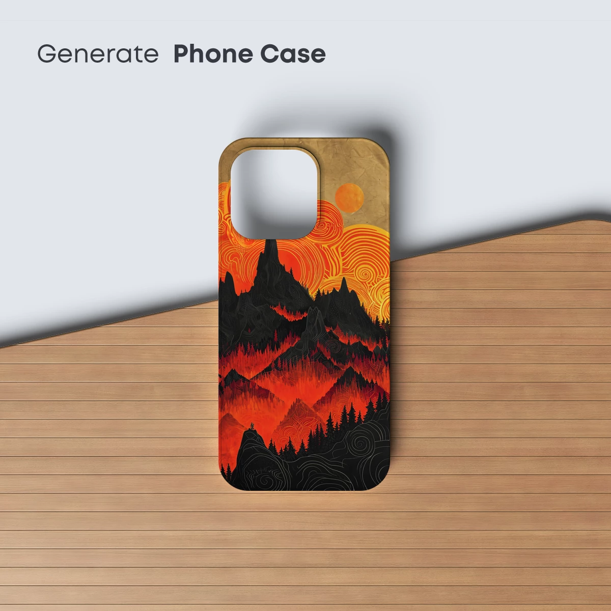 Fiery Mountain Odyssey: Swirling Sunsets and Shadowed Peaks - Image 3