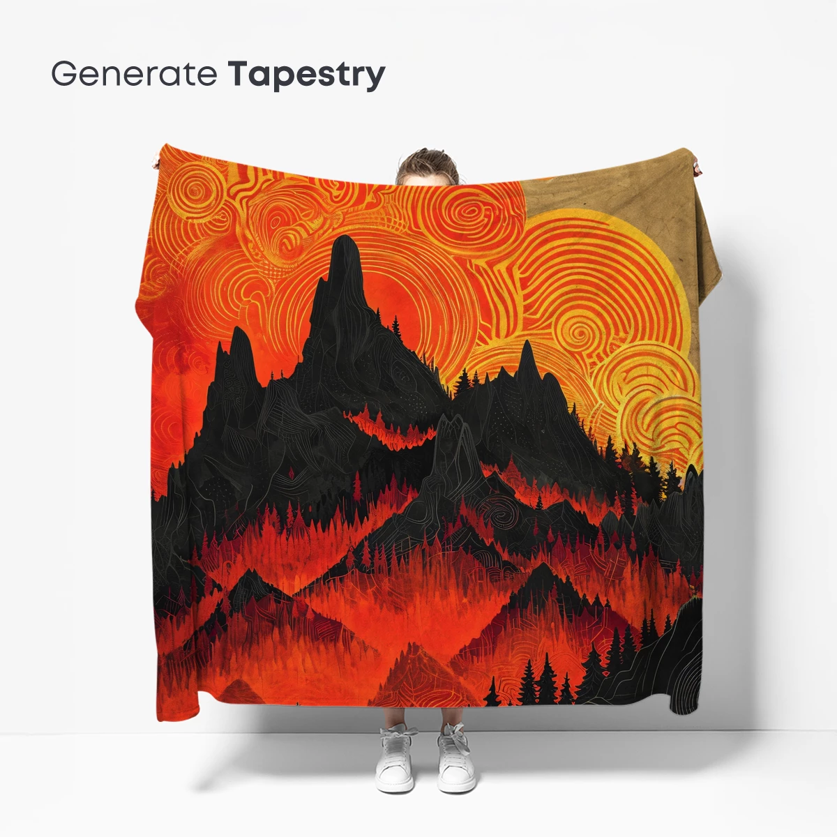 Fiery Mountain Odyssey: Swirling Sunsets and Shadowed Peaks - Image 5