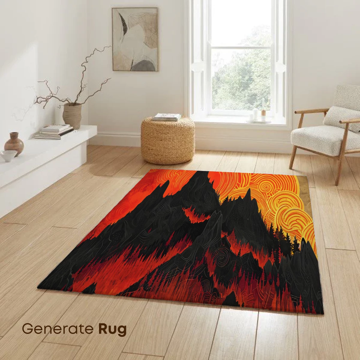 Fiery Mountain Odyssey: Swirling Sunsets and Shadowed Peaks - Image 6