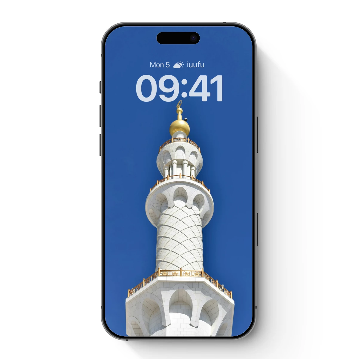 Golden Dome Minaret Against Azure Sky