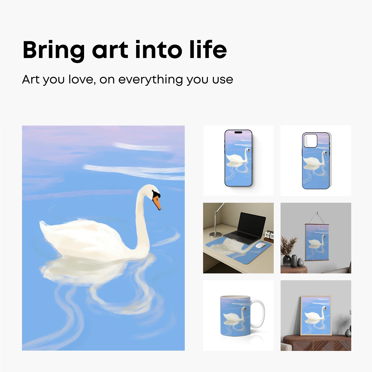 Elegant Swan Serenity: Watercolor Harmony - Image 2