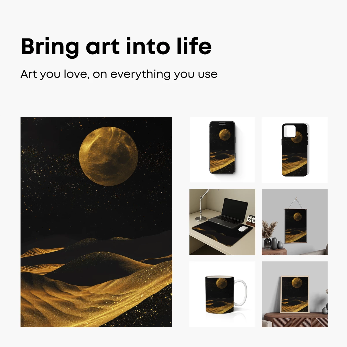 Golden Desert Under a Luminous Moon - Image 2