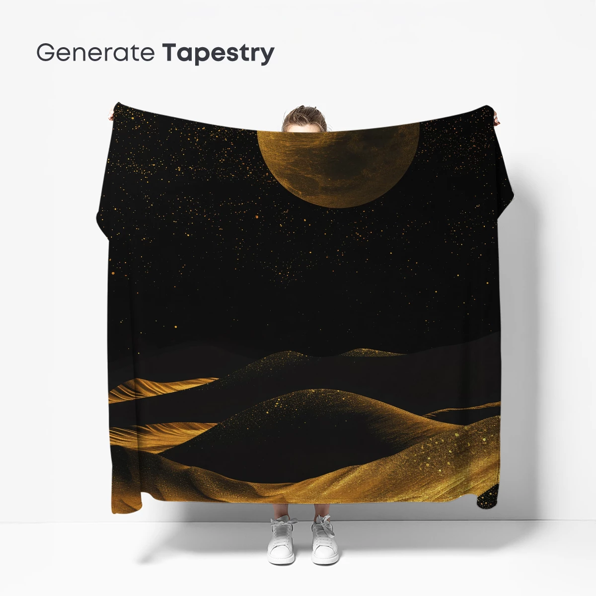 Golden Desert Under a Luminous Moon - Image 5