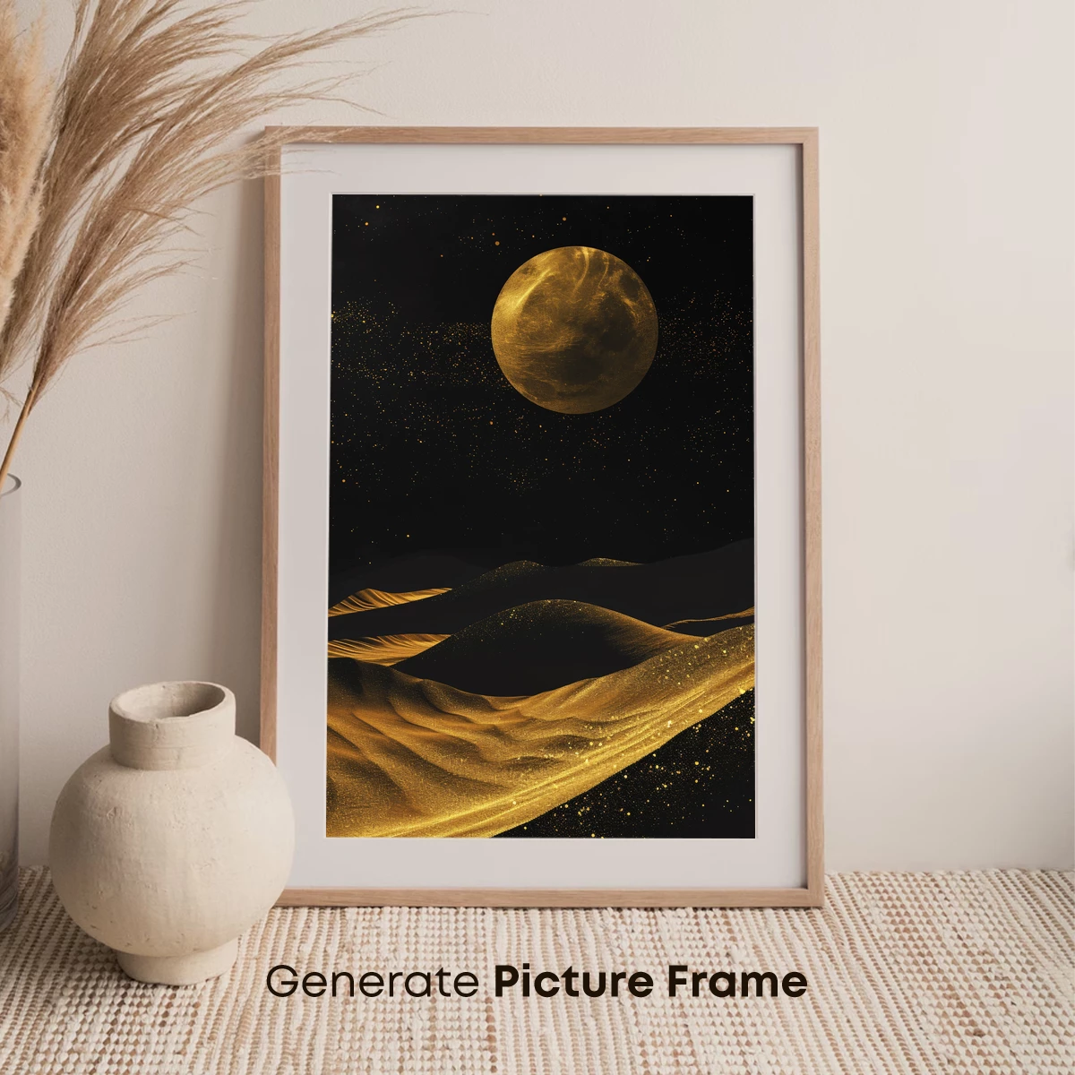 Golden Desert Under a Luminous Moon - Image 7