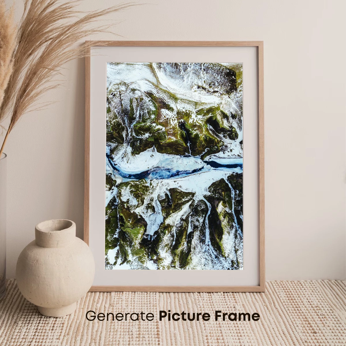 Frosty River Veins: Aerial Winter Landscape - Image 7