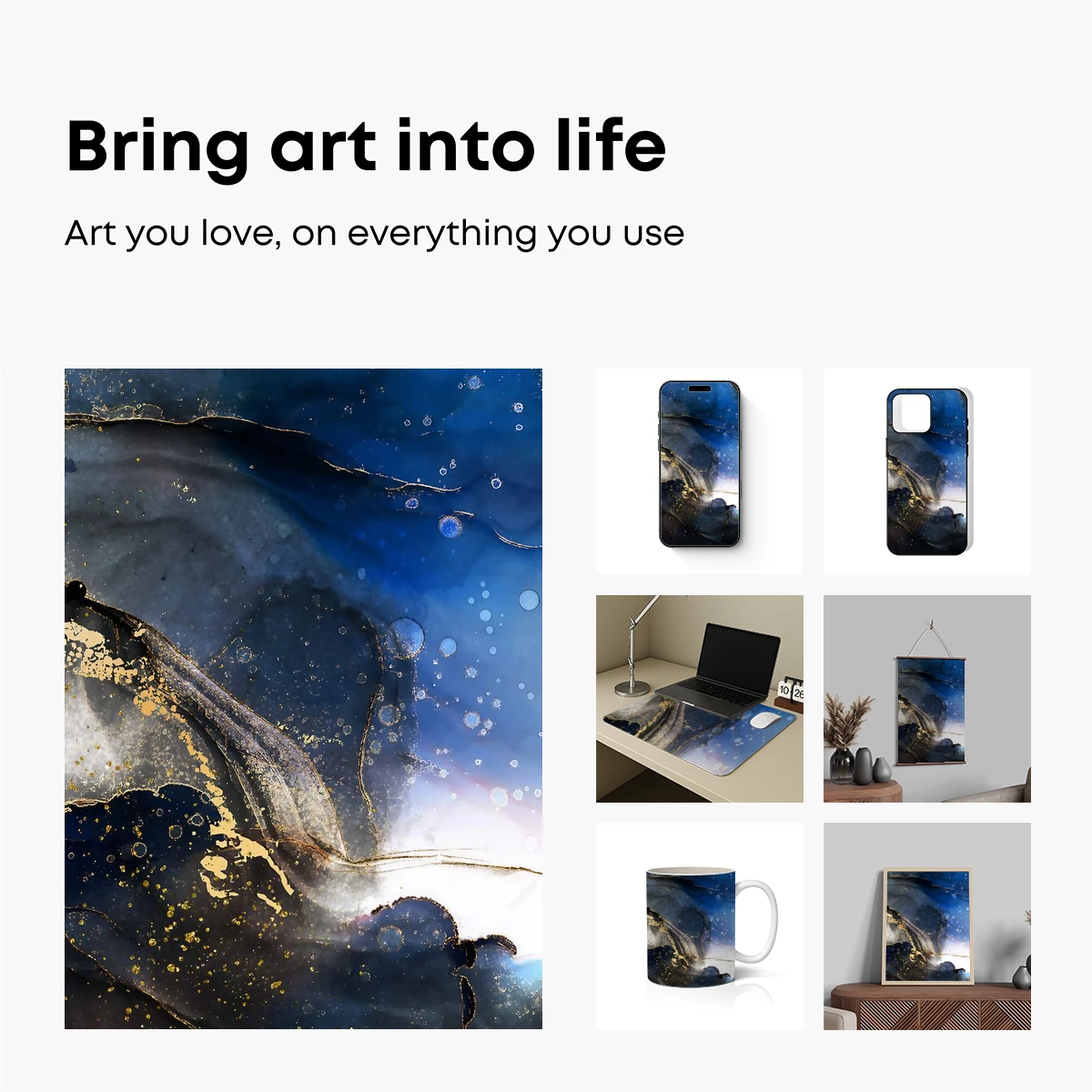 Ethereal Blue Abyss: Golden Whispers in Cosmic Depths - Image 2